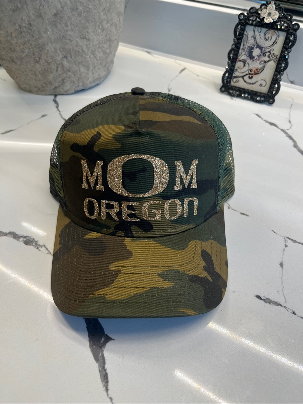 OTTO Olive Green Camo Mesh Back Trucker Hat